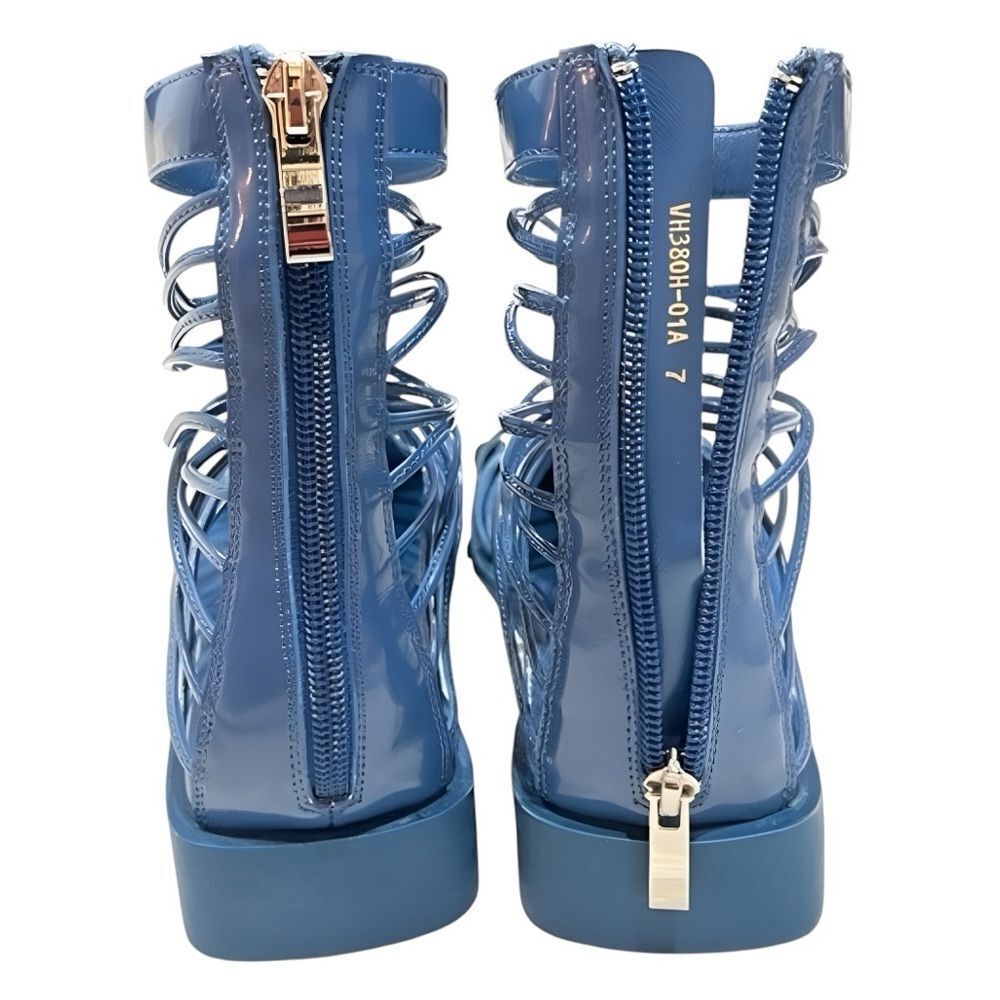 Vivienne Hu VHNY Cobalt Leather Strappy Sandal Ankle Boots Size 7 (EU 37) - Picture 9 of 16